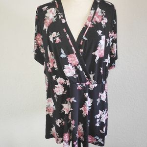 torrid black floral print faux wrap top